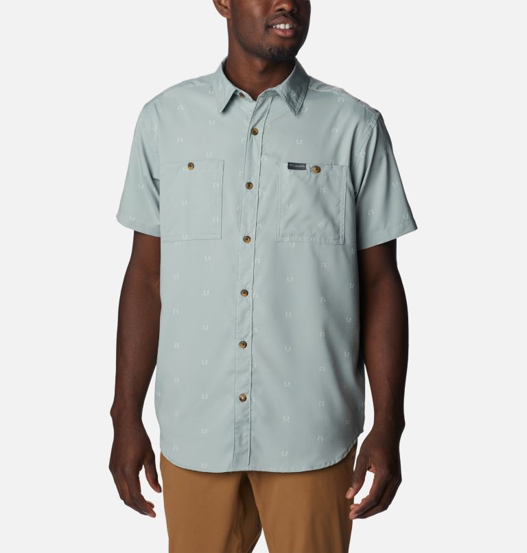 Thumbnail: Men's Utilizer Printed Woven Short Sleeve Shirt, Color: Niagara Hammocked, image 1