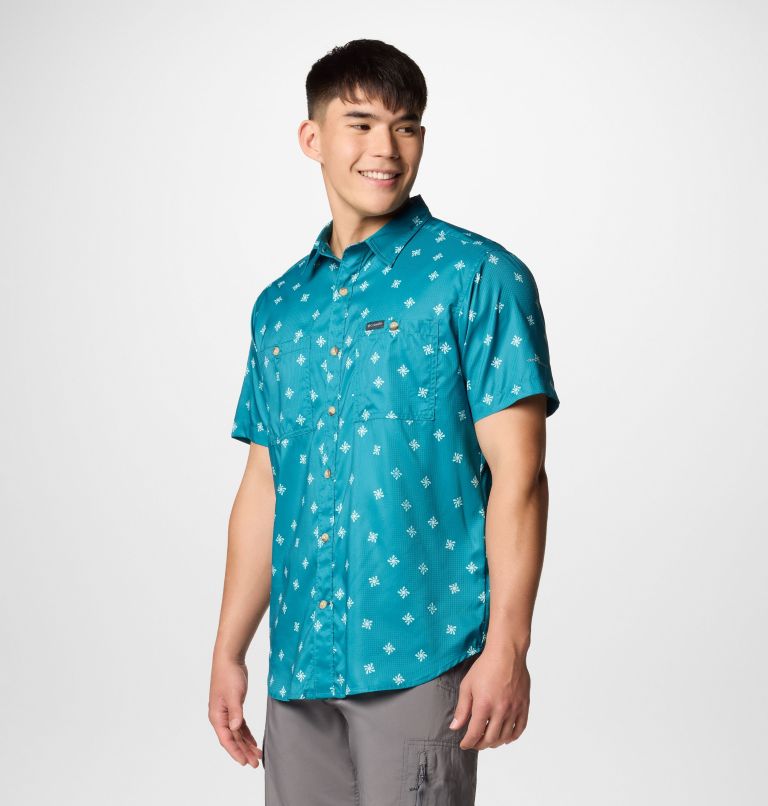 Chemise tissée imprimée à manches courtes Utilizer Homme, Color: River Blue Sundot Tonal, image 4