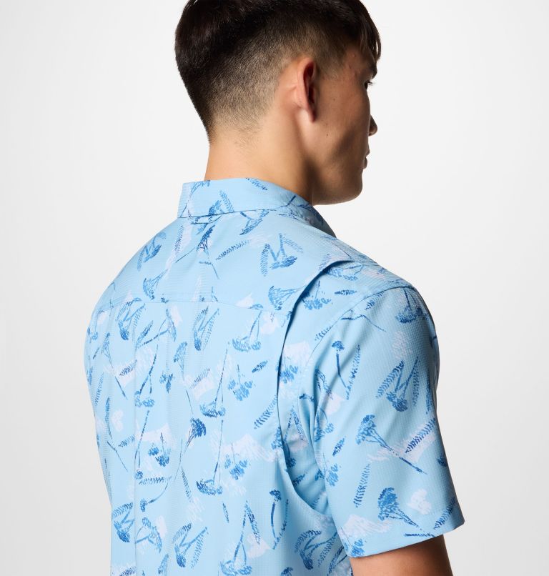 Men's Utilizer Printed Woven Short Sleeve Shirt, Color: Ripple Blue Yarrow Mirage, image 6