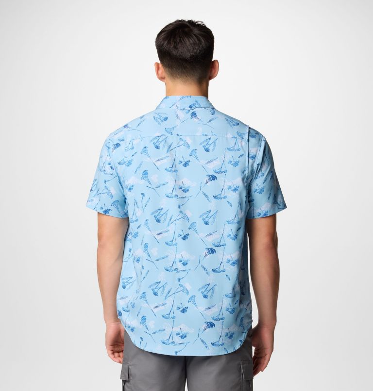 Men's Utilizer Printed Woven Short Sleeve Shirt, Color: Ripple Blue Yarrow Mirage, image 3