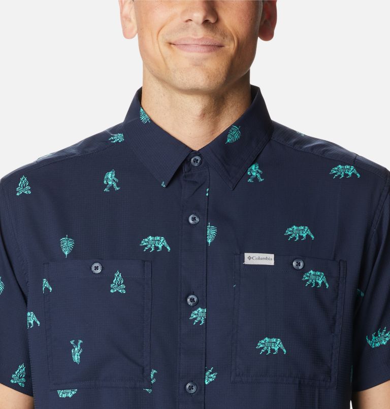 Columbia Men's Tech Trail Utility Printed Woven Shirt - Short Sleeve With UPF 50 & Mesh Back - View #8
