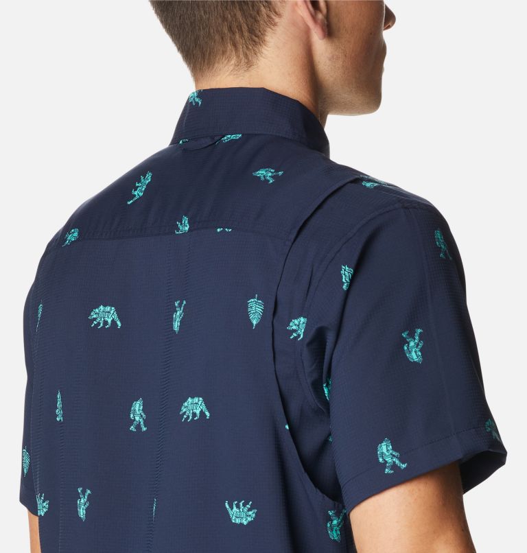 Men's Utilizer Printed Woven Short Sleeve Shirt, Color: Collegiate Navy Camp Social