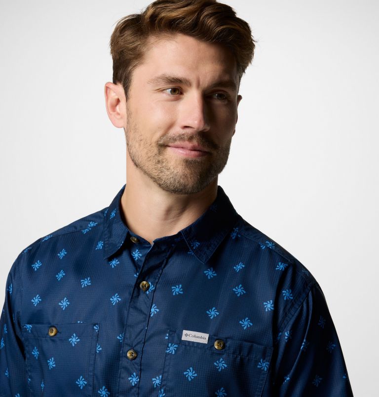Chemise tissée imprimée à manches courtes Utilizer Homme, Color: Coll Navy Sundot Tonal, image 5