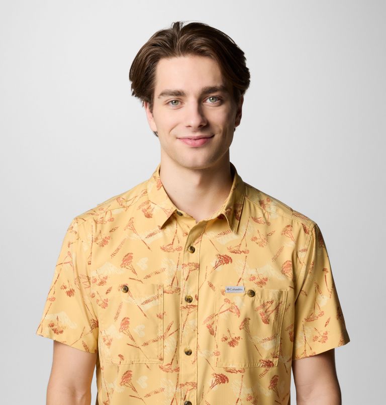 Men's Utilizer Printed Woven Short Sleeve Shirt, Color: Sand Dune Yarrow Mirage, image 4