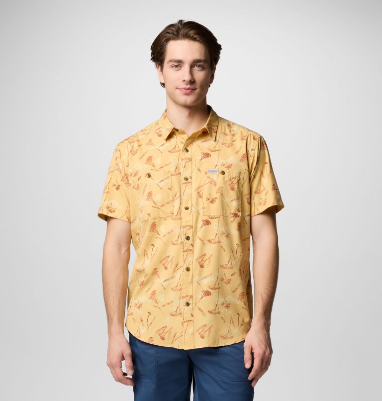 Men's Utilizer Printed Woven Short Sleeve Shirt, Color: Sand Dune Yarrow Mirage, image 1