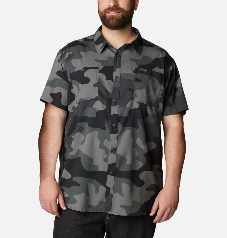 Thumbnail: Men's Utilizer Printed Woven Short Sleeve Shirt - Big, Color: Black Mod Camo, image 1