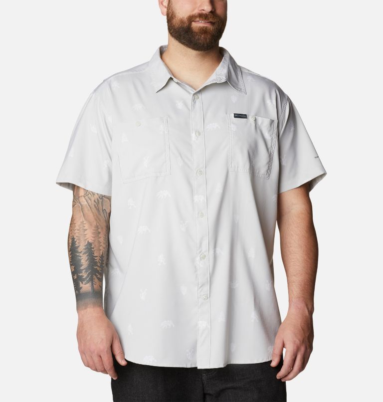 Men's Utilizer Printed Woven Short Sleeve Shirt - Big, Color: Nimbus Grey Camp Social, image 1