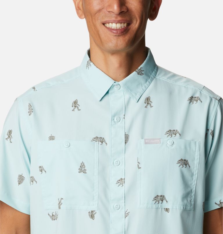 Thumbnail: Men's Utilizer Printed Woven Short Sleeve Shirt - Tall, Color: Icy Morn Camp Social, image 4