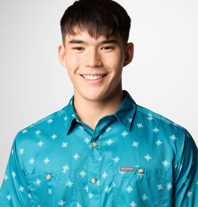 Men's Utilizer Printed Woven Short Sleeve Shirt - Tall, Color: River Blue Sundot Tonal, image 5