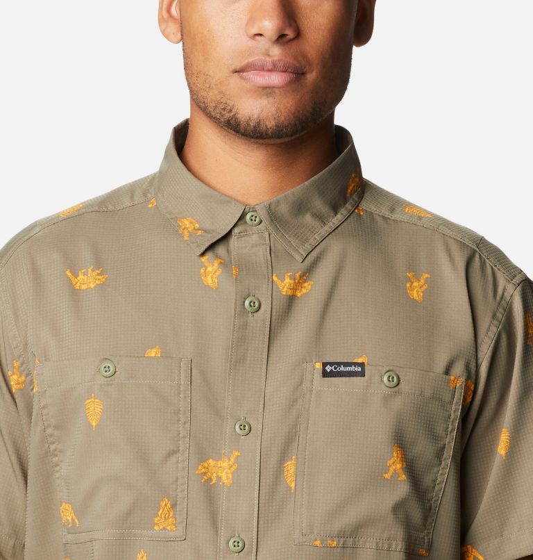 Thumbnail: Utilizer Printed Woven Short Sleeve | 397 | LT, Color: Stone Green Camp Social, image 4