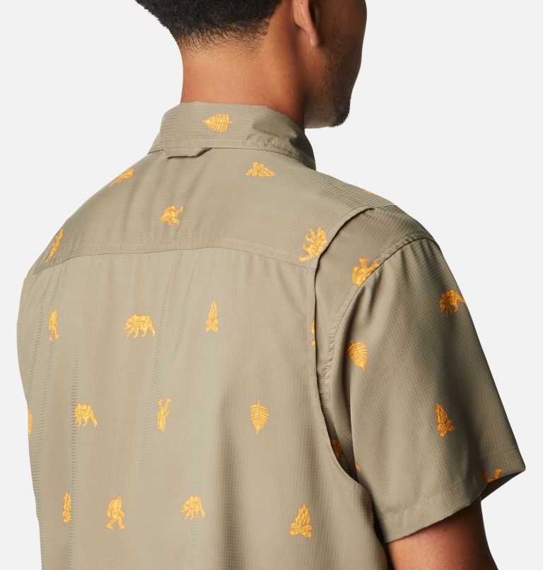 Thumbnail: Men's Utilizer Printed Woven Short Sleeve Shirt - Tall, Color: Stone Green Camp Social, image 5