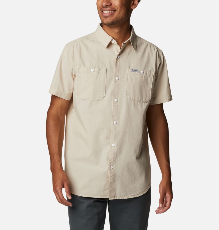 Men's Scenic Ridge Woven Short Sleeve Shirt, Color: Ancient Fossil Chambray, image 1