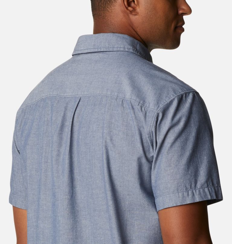 Men's Scenic Ridge Woven Short Sleeve Shirt, Color: Dark Mountain Chambray, image 5