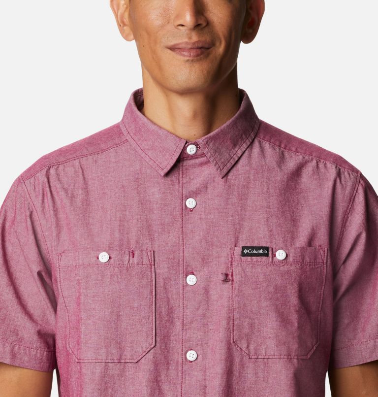 Men's Scenic Ridge Woven Short Sleeve Shirt, Color: Red Onion Chambray