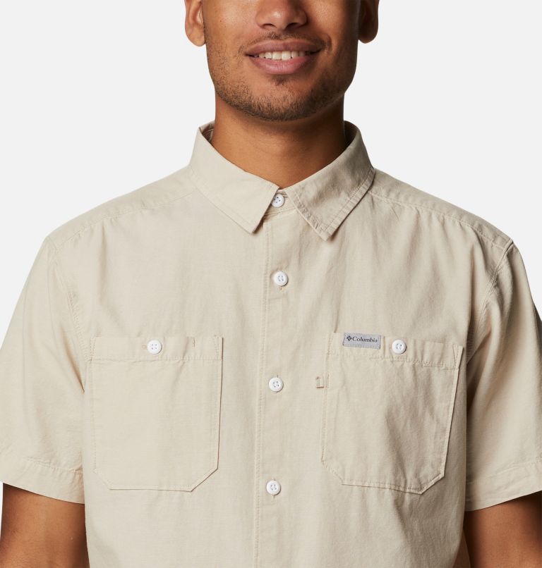 Camisa casual de manga corta Scenic Ridge para hombre, Color: Ancient Fossil Chambray, image 4