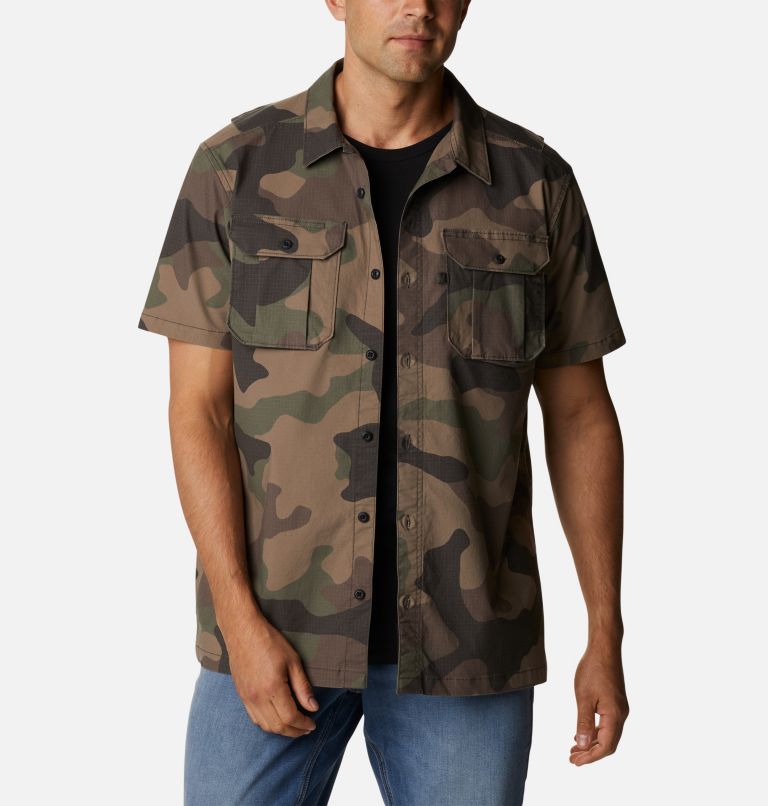Thumbnail: Men's Wallowa Novelty Short Sleeve Shirt, Color: Cypress Mod Camo, image 7