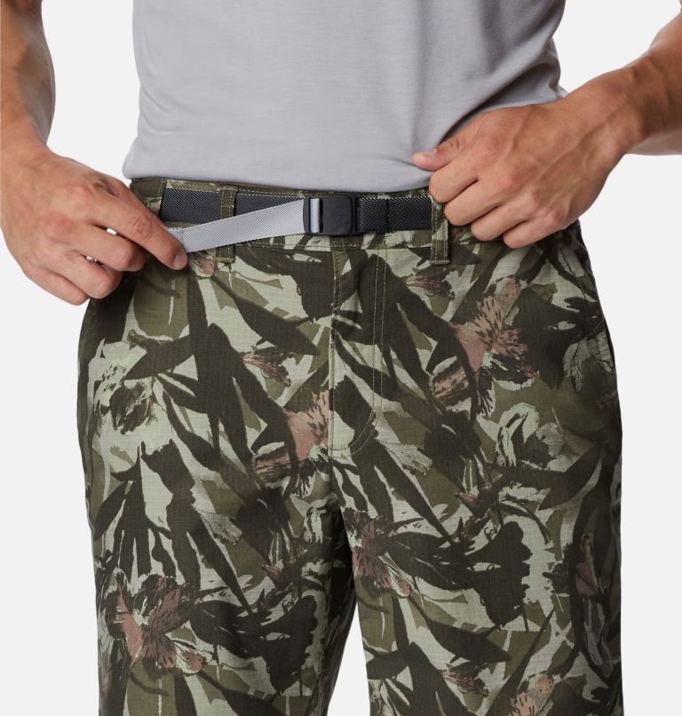 Men's Wallowa Belted Shorts, Color: Stone Green Floriculture, image 4