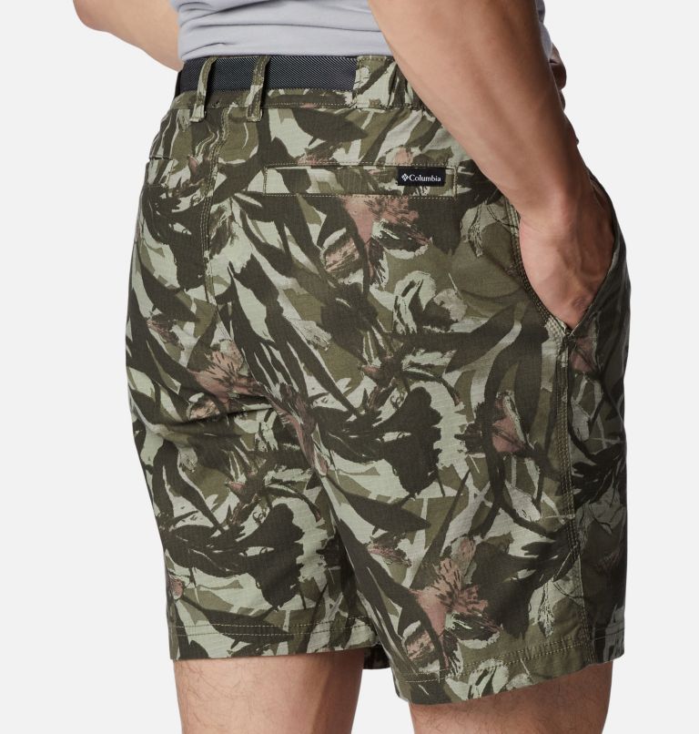Men's Wallowa Belted Shorts, Color: Stone Green Floriculture, image 5