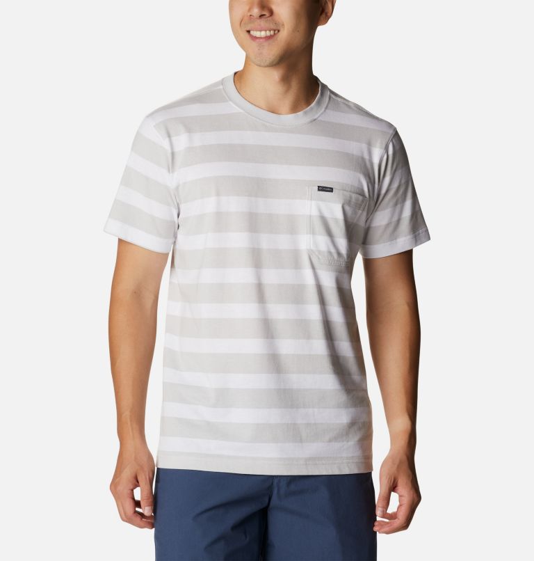 Men's Glendoveer Pocket T-Shirt, Color: Nimbus Grey Everyday Stripe