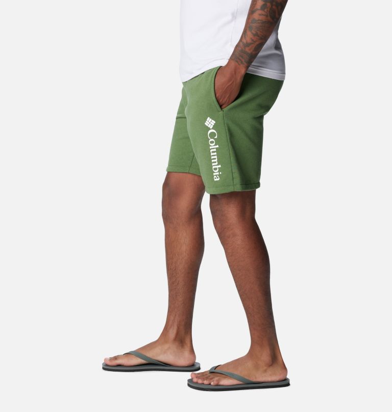 Men's Columbia Trek Fleece Shorts, Color: Canteen, White Vertical Logo, image 3