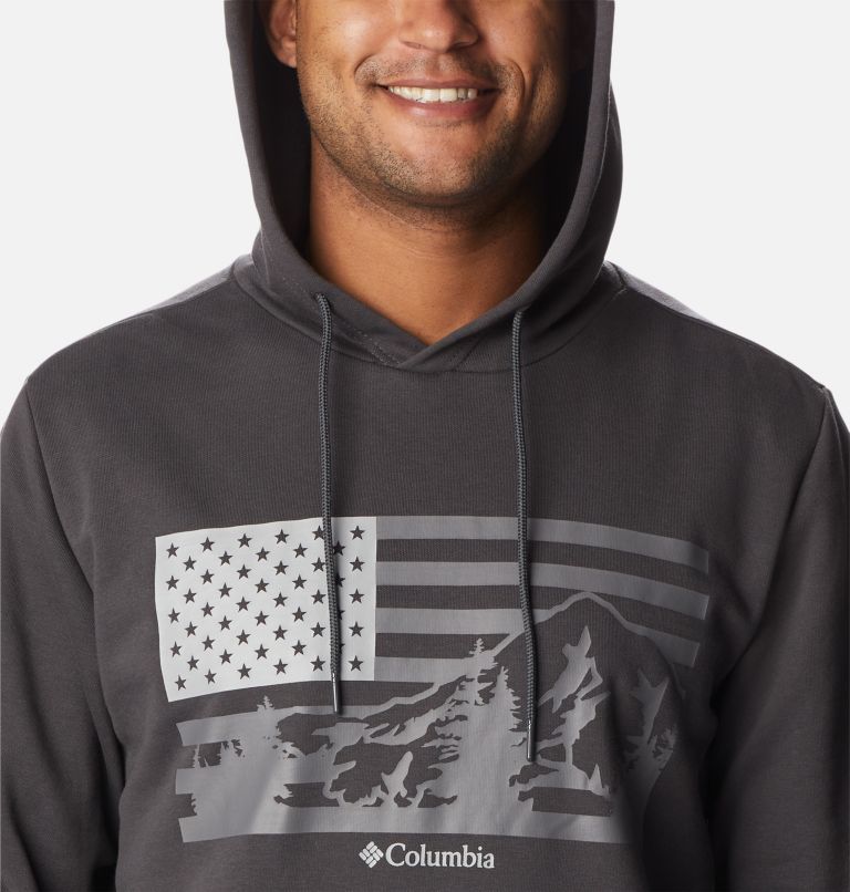 Men's CSC Country Logo Hoodie, Color: Shark, US Hood Flag Graphic, image 4