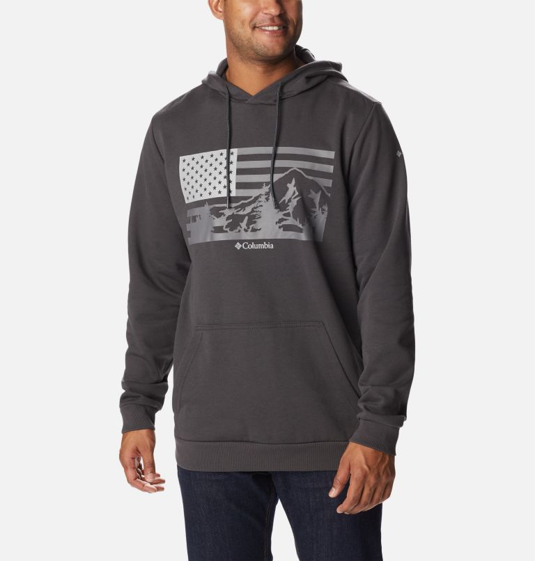 Men's CSC Country Logo Hoodie, Color: Shark, US Hood Flag Graphic, image 1