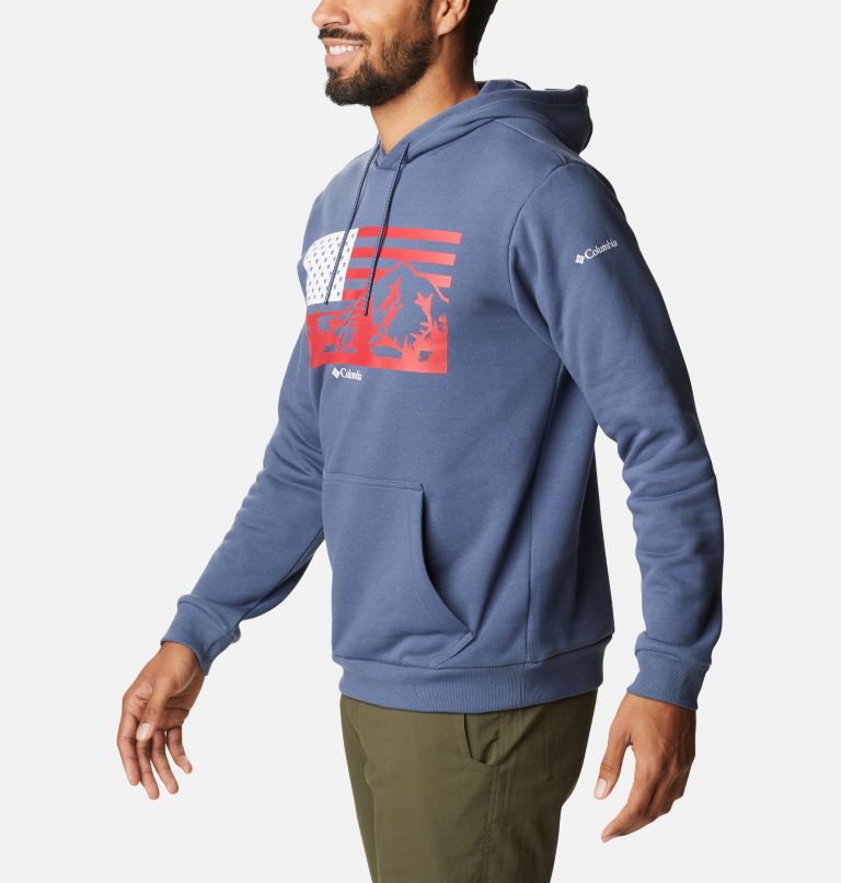 Men's CSC Country Logo Hoodie, Color: Dark Mountain, US Hood Flag Graphic, image 3