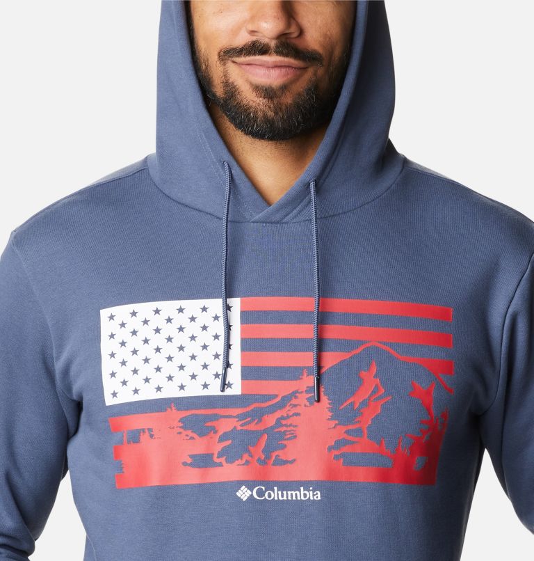 Thumbnail: Men's CSC Country Logo Hoodie, Color: Dark Mountain, US Hood Flag Graphic, image 4
