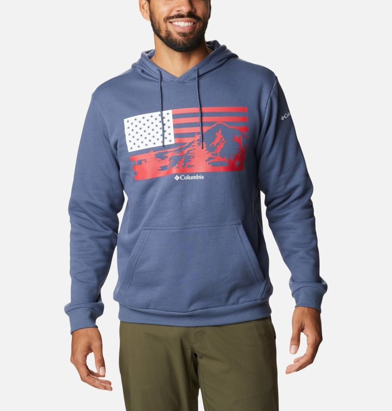 Men's CSC Country Logo Hoodie, Color: Dark Mountain, US Hood Flag Graphic, image 1