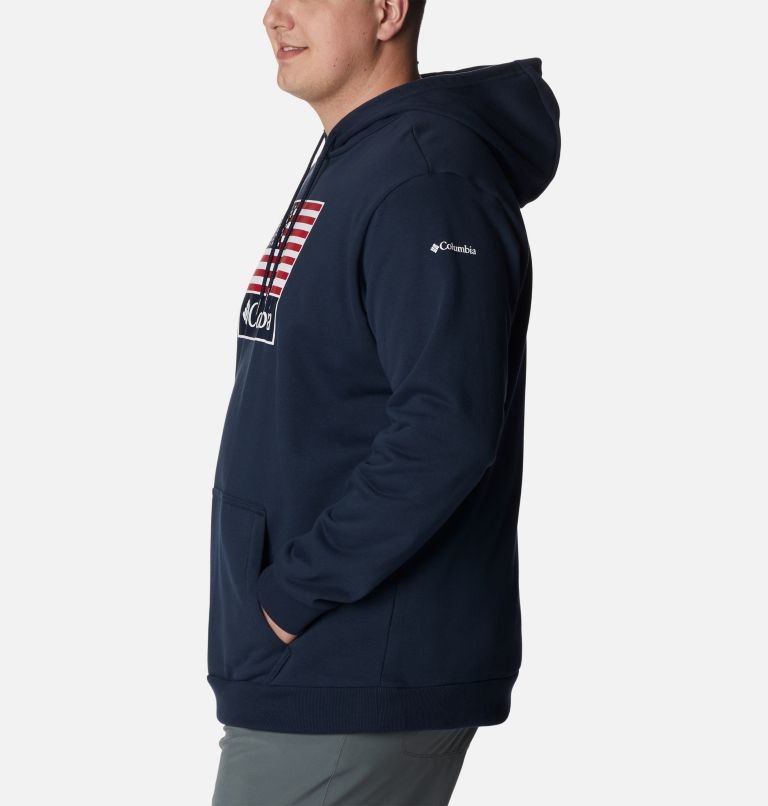 Thumbnail: Men's CSC Country Logo Hoodie - Big, Color: Collegiate Navy, US Flag Stamp Graphic, image 3