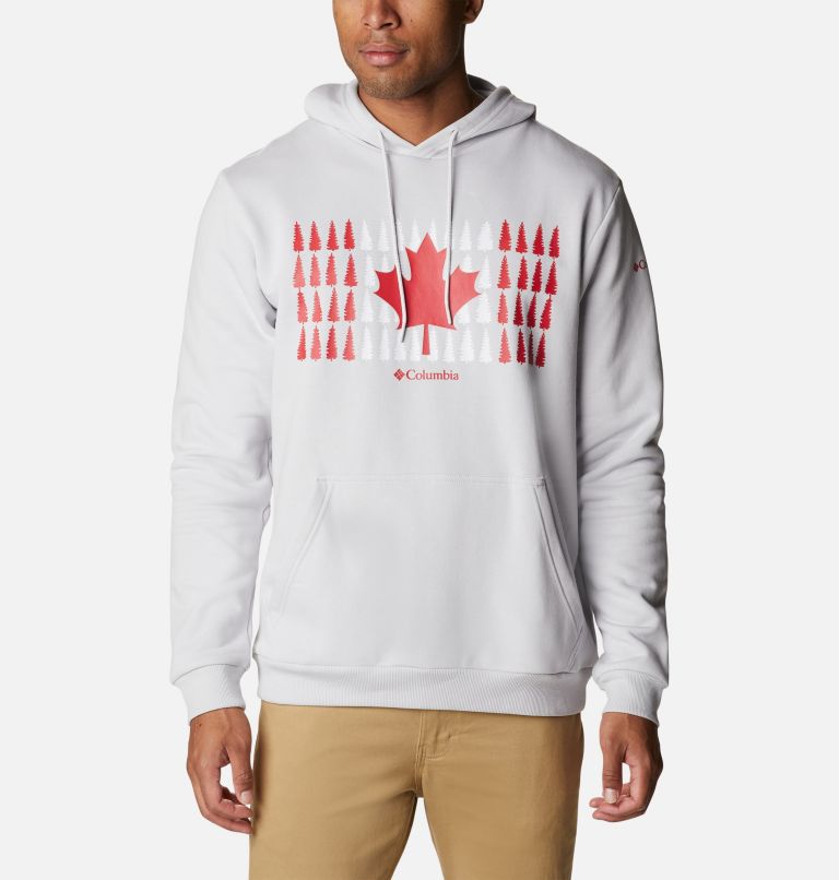 Thumbnail: Men's CSC Country Logo Hoodie - Tall, Color: Nimbus Grey, Canada Timberline Flag Grap, image 1