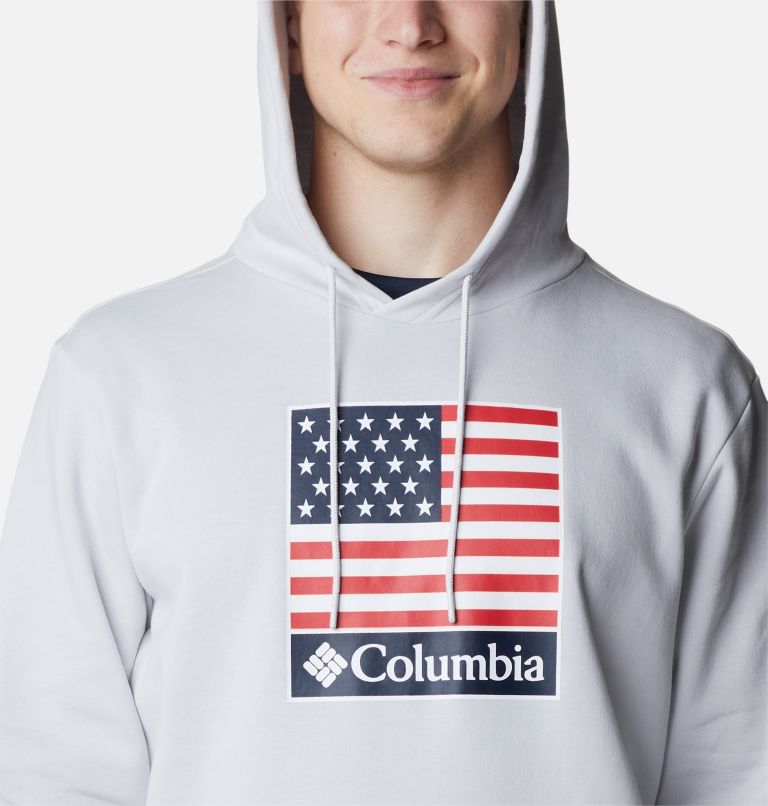 Men's CSC Country Logo Hoodie - Tall, Color: Nimbus Grey, US Flag Stamp Graphic, image 4