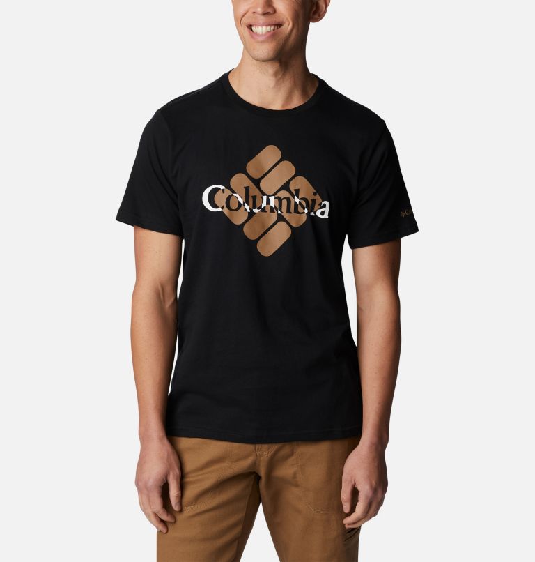 Thumbnail: Men’s CSC Graphic Casual Organic Cotton T-shirt, Color: Black, Centered Gem, image 1
