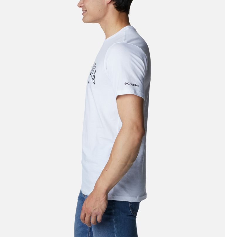 T-shirt Graphique Casual en Coton Biologique CSC Homme, Color: White, Arched Brand Logo, image 3