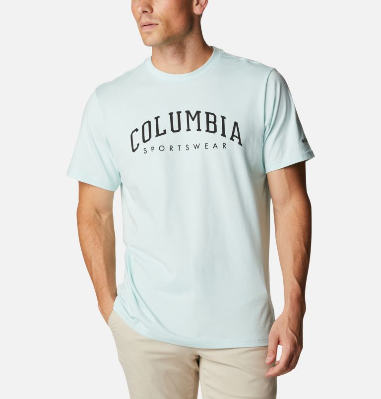 Thumbnail: T-shirt Graphique Casual en Coton Biologique CSC Homme, Color: Icy Morn, Arched Brand Logo, image 1