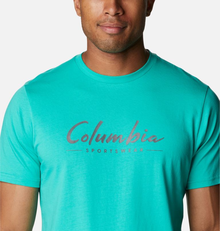 Men's CSC Seasonal Logo T-Shirt, Color: Electric Turquoise, Brushed Logo
