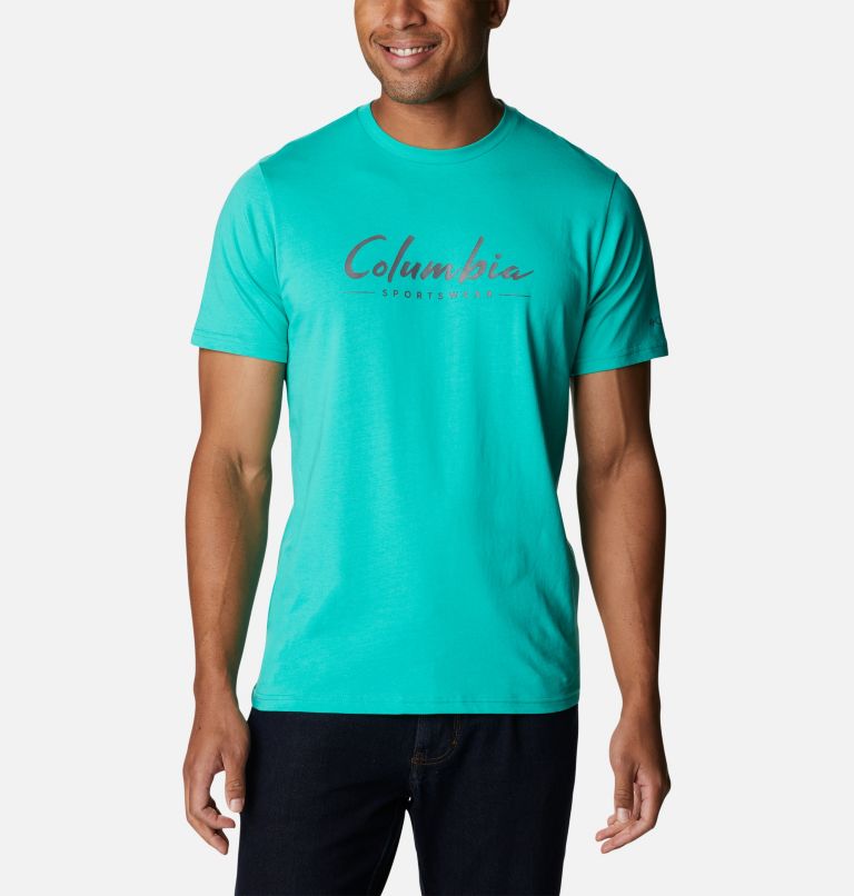 Thumbnail: T-shirt avec logo de saison CSC Homme, Color: Electric Turquoise, Brushed Logo, image 1