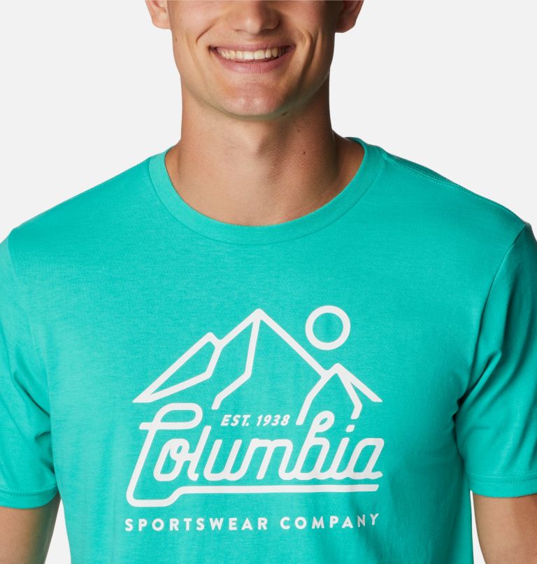 Thumbnail: T-shirt Graphique Casual en Coton Biologique CSC Homme, Color: Electric Turquoise, Scenic Logo, image 4