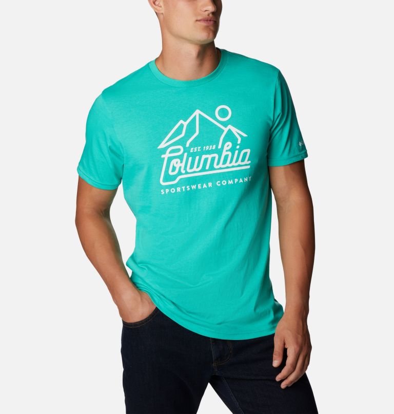 Men’s CSC Graphic Casual Organic Cotton T-shirt, Color: Electric Turquoise, Scenic Logo, image 5