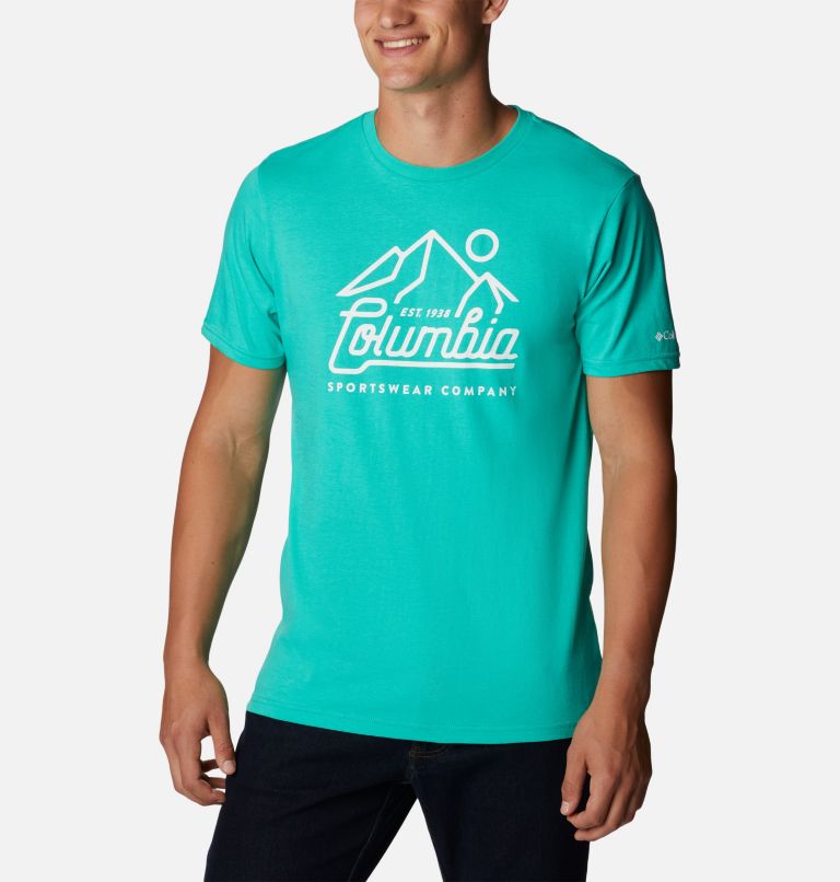 Men’s CSC Graphic Casual Organic Cotton T-shirt, Color: Electric Turquoise, Scenic Logo, image 1