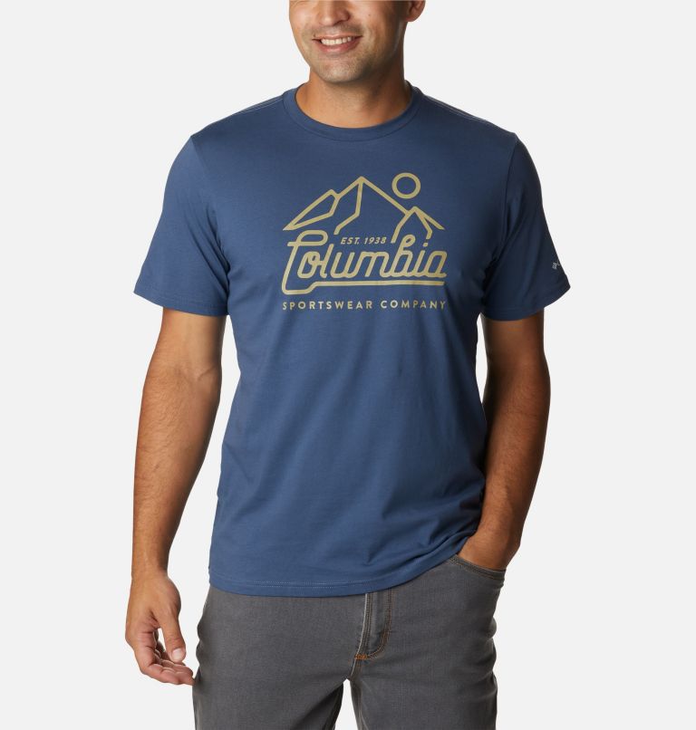 T-shirt Graphique Casual en Coton Biologique CSC Homme, Color: Dark Mountain, Scenic Logo, image 1