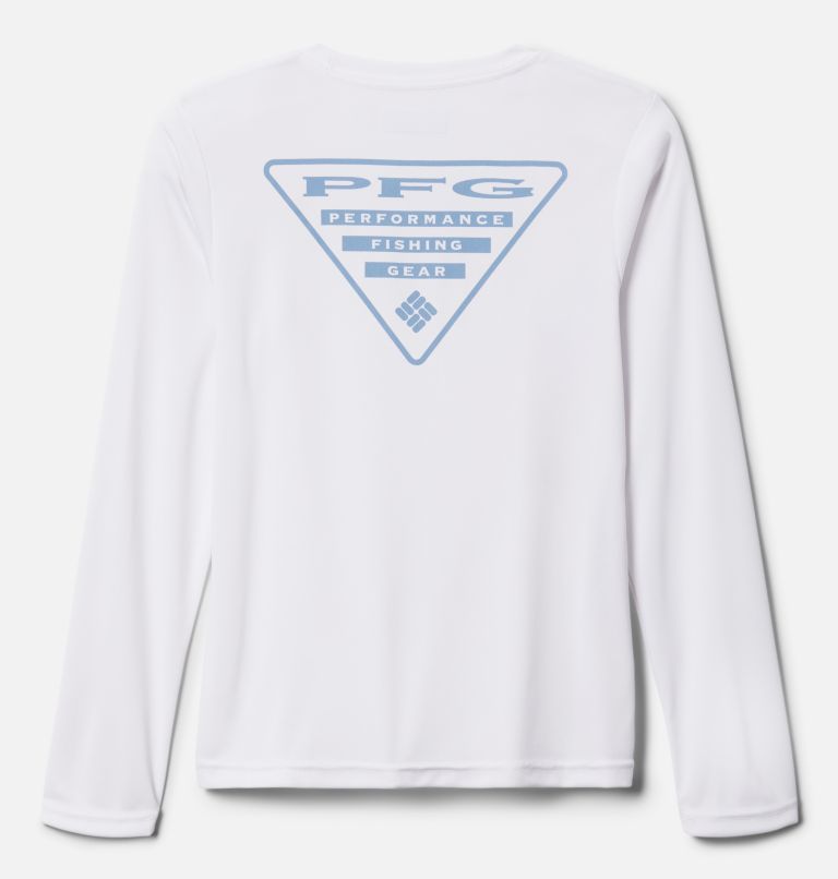 Thumbnail: Boys' PFG Terminal Tackle Triangle Logo Long Sleeve Shirt, Color: White, Bluestone, image 2