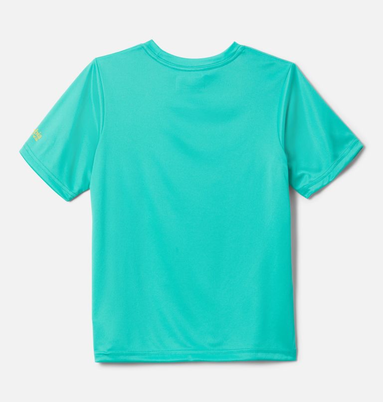Boys' PFG Terminal Tackle First On The Water Short Sleeve Shirt, Color: Electric Turquoise, Billfish, image 2