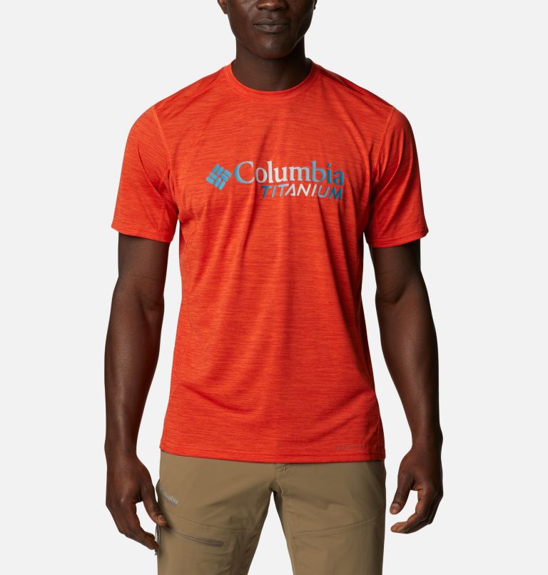 Thumbnail: Men's Titan Pass Graphic T-Shirt, Color: Red Quartz, Titanium Burst Graphic, image 1