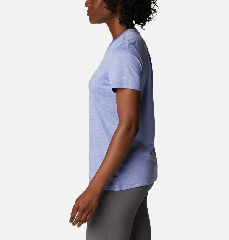 Women's Columbia Hike Short Sleeve Crew Shirt, Color: Serenity Heather, image 3