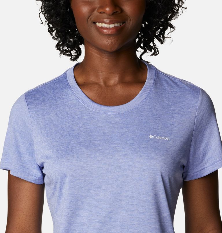 Women's Columbia Hike Short Sleeve Crew Shirt, Color: Serenity Heather, image 4