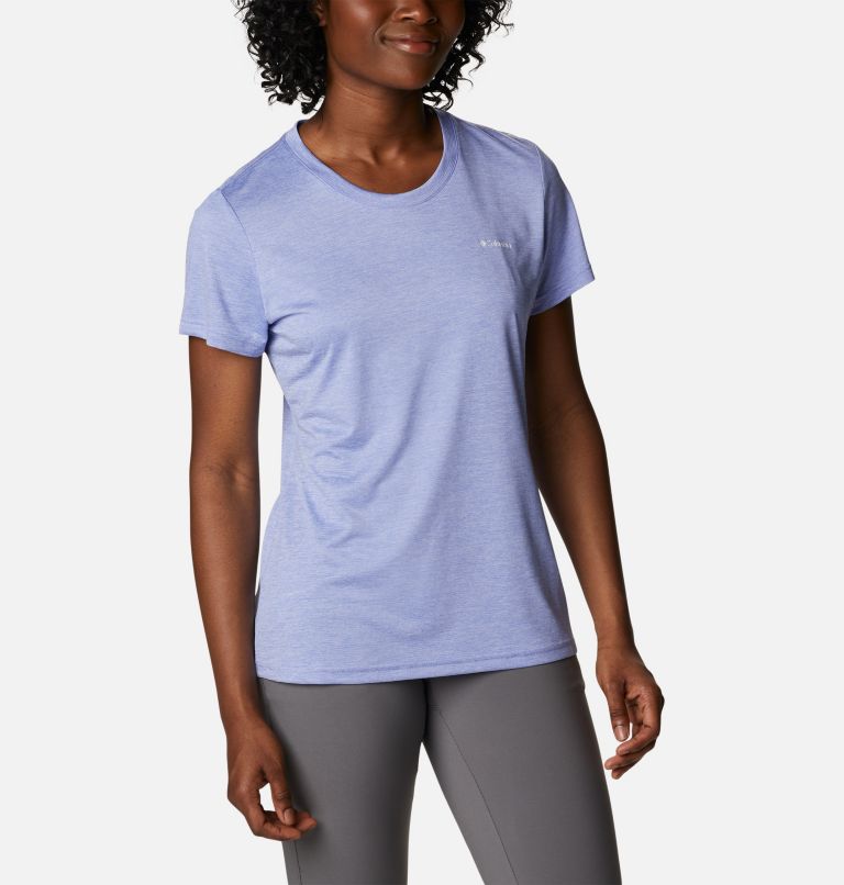 Women's Columbia Hike Short Sleeve Crew Shirt, Color: Serenity Heather, image 5