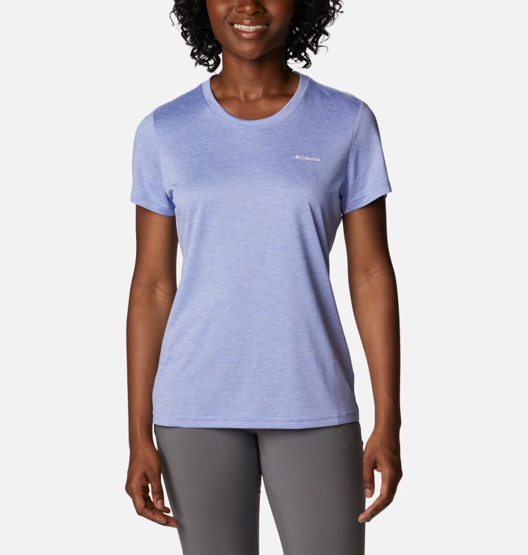 Women's Columbia Hike Short Sleeve Crew Shirt, Color: Serenity Heather, image 1