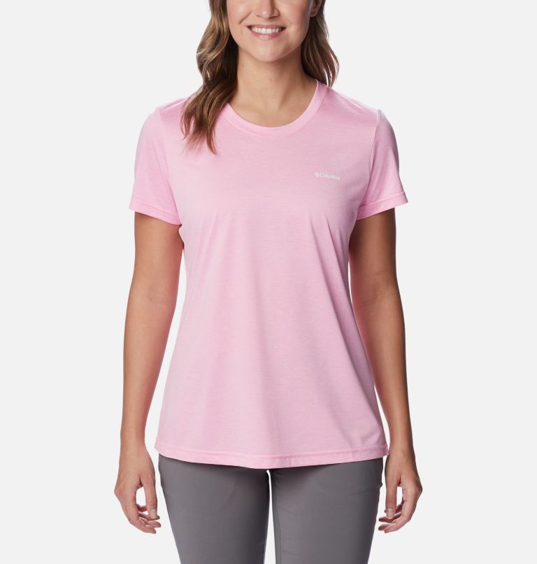 Women's Columbia Hike Short Sleeve Crew Shirt, Color: Wild Rose Heather, image 1
