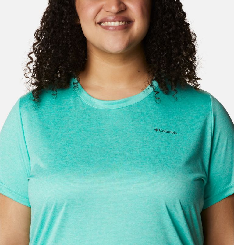 Women's Columbia Hike Short Sleeve Crew Shirt - Plus Size, Color: Electric Turquoise Heather, image 4